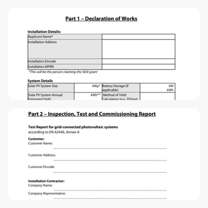 Solar PV Declaration of Works (DOW only)