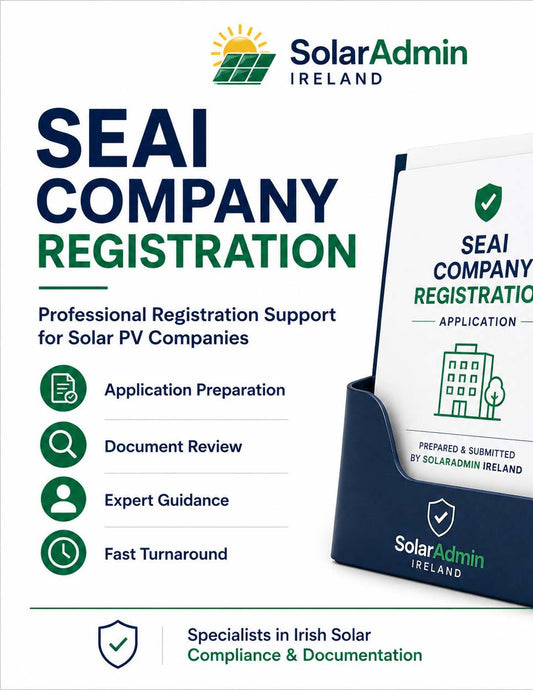 Professional SEAI Company Registration service for Solar PV companies in Ireland. SolarAdmin Ireland prepares and manages SEAI company registration applications.