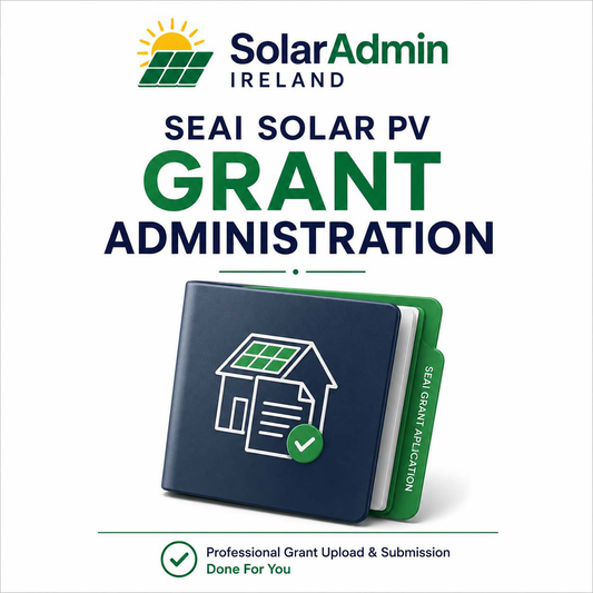 SEAI Solar PV Grant Administration service by SolarAdmin Ireland, providing professional grant upload and SEAI application submission support for Solar PV installers in Ireland.
